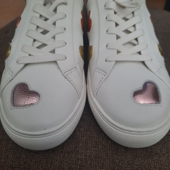 KURT GEIGER LANE sneakers in WHITE LEATHER with RAINBOW HEART size 8 - Picture 6 of 10